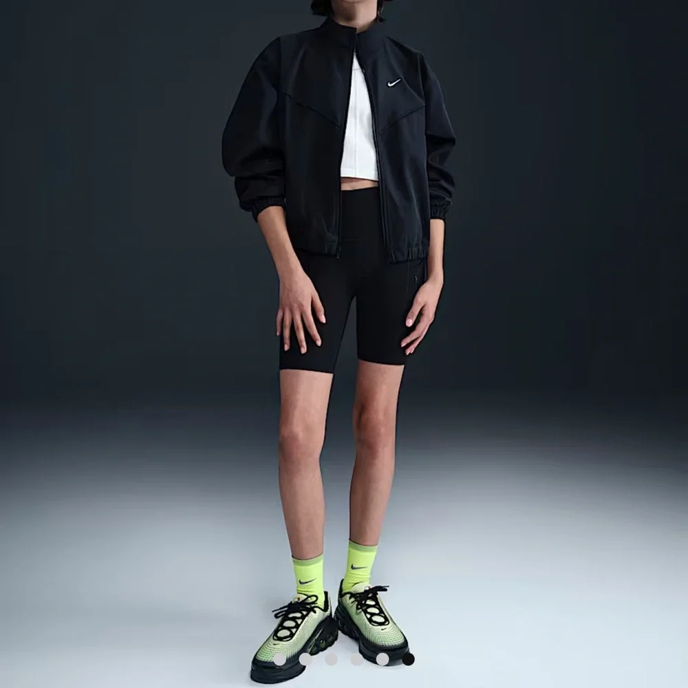Nike Lightweight Oversized Jacket Black Zip Youth Coat Sportswear Girls SZ S NWT